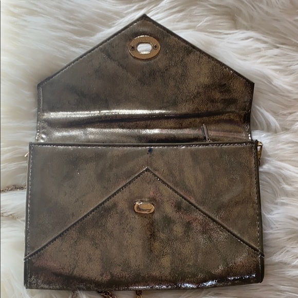 Street Level Metallic Envelope Detachable Chain Clutch Crossbody Evening Purse - Picture 5 of 5